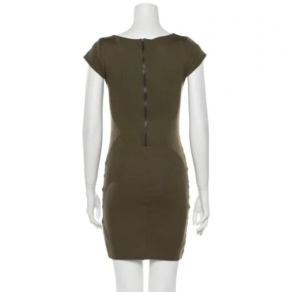 Alice + Olivia Employe Womens Olive Short Sleeve Classic Mini Bodycon Dress XS - Picture 2 of 9